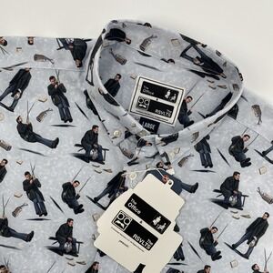 NEW The Office Shirt Mens Large Gray RAVLTS Michael Scott Series 3 AOP TV Pop